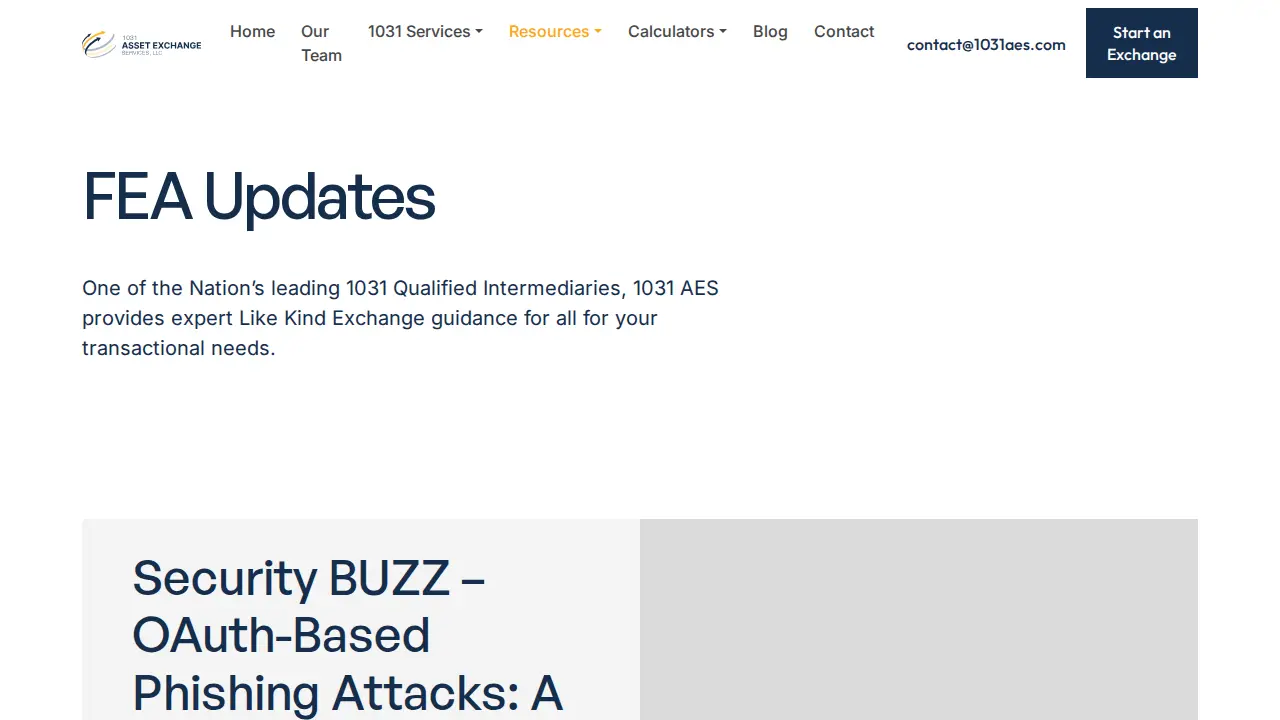 1031AES - Asset Exchange Services page