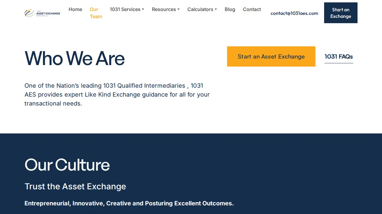 1031AES - Asset Exchange Services page
