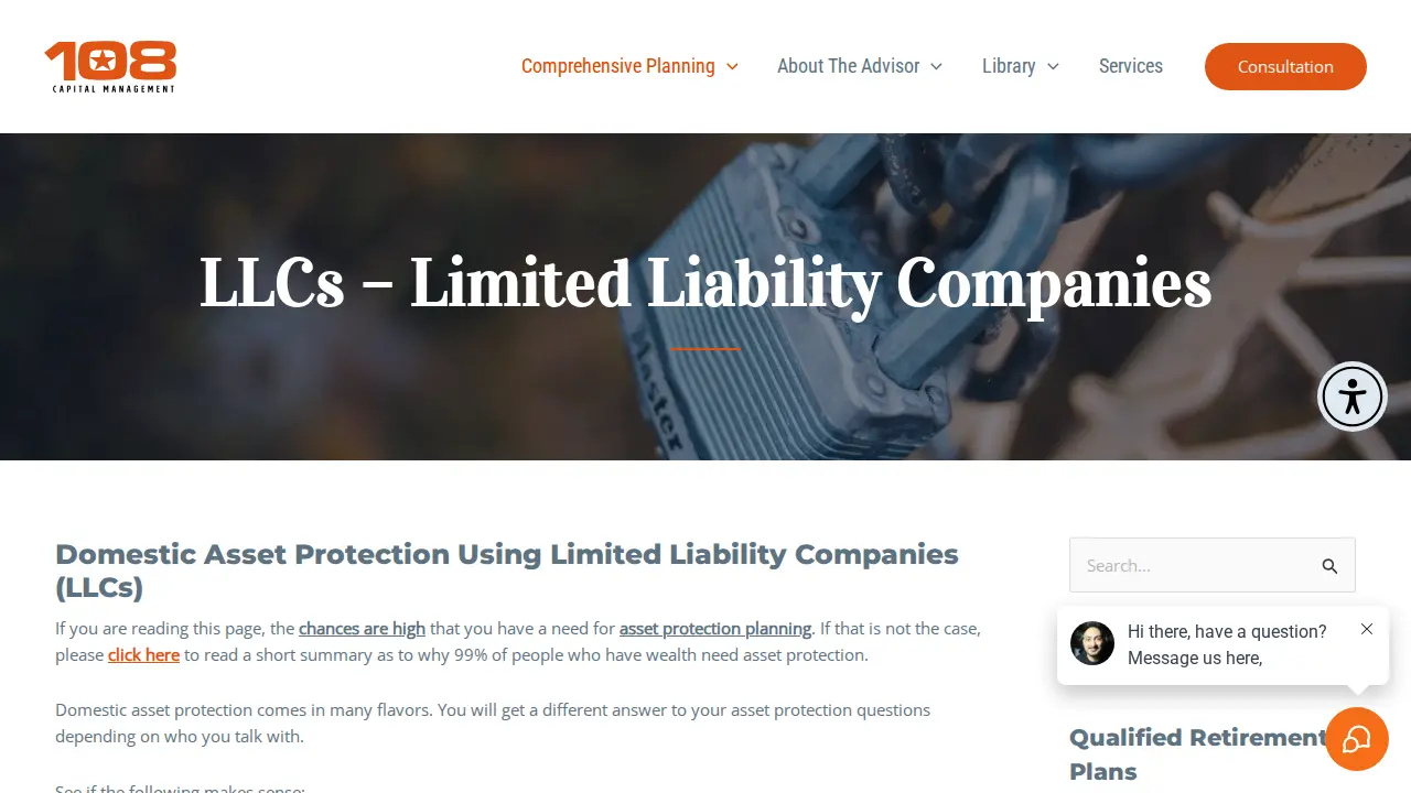 108 Capital Management page
