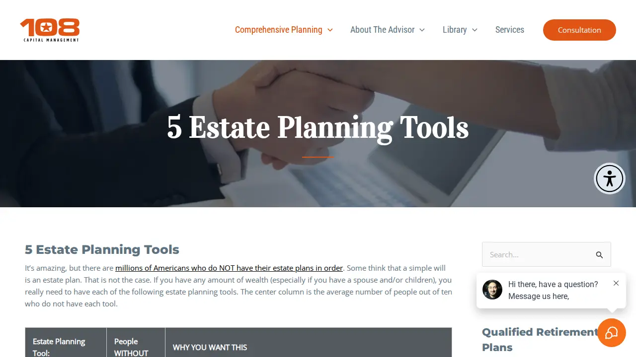 108 Capital Management page