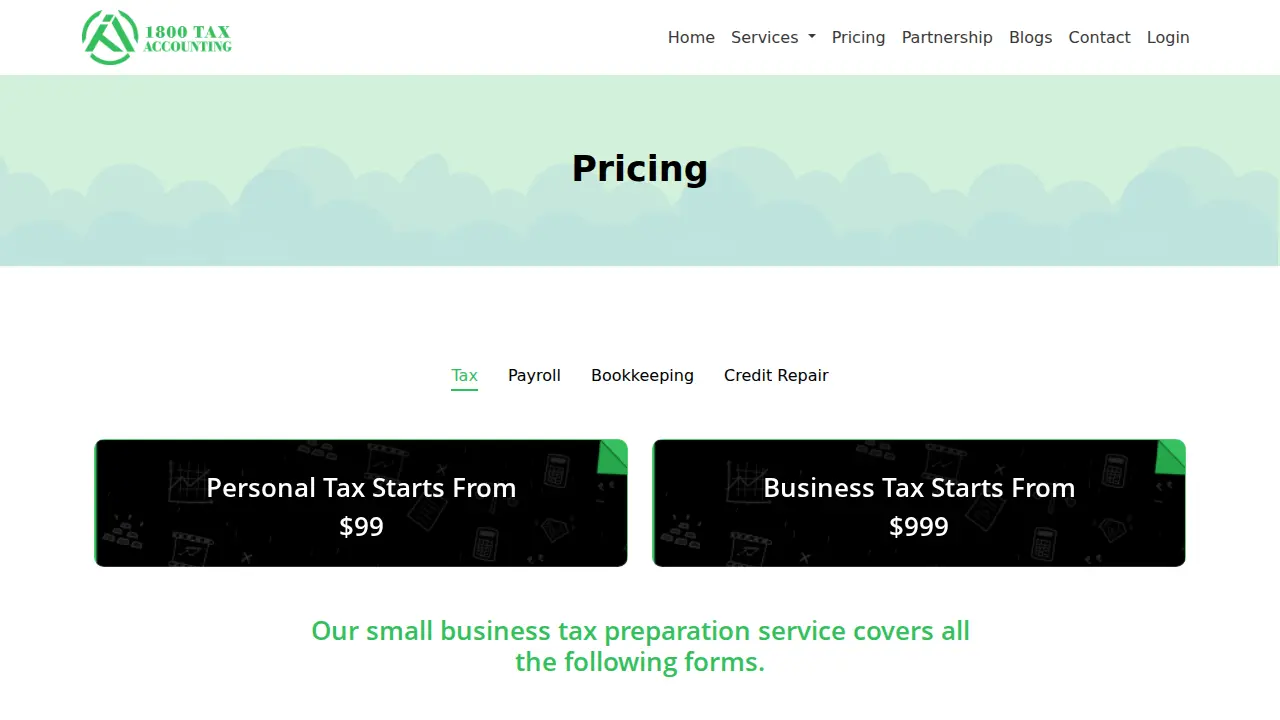 1 800 Tax Accounting page