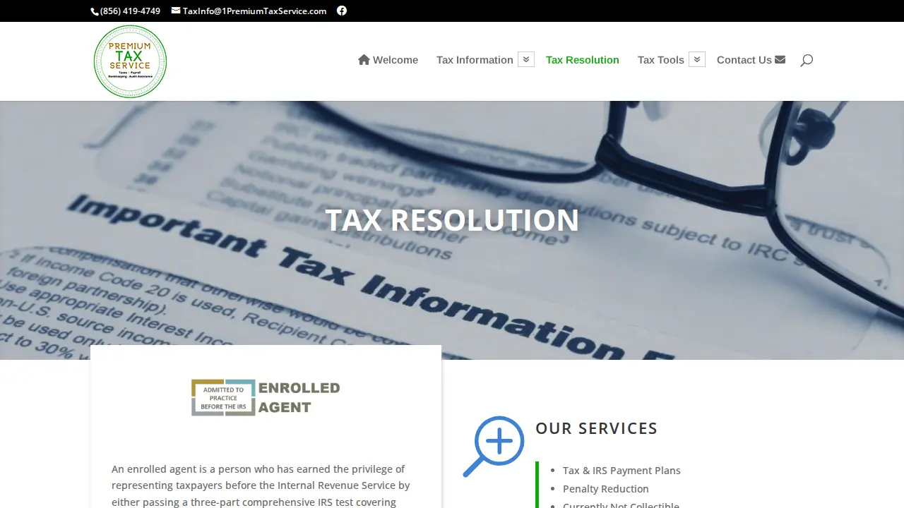 1 Premium Tax Services page