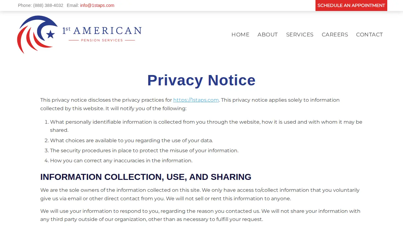 1st American Pension Services, Inc. page