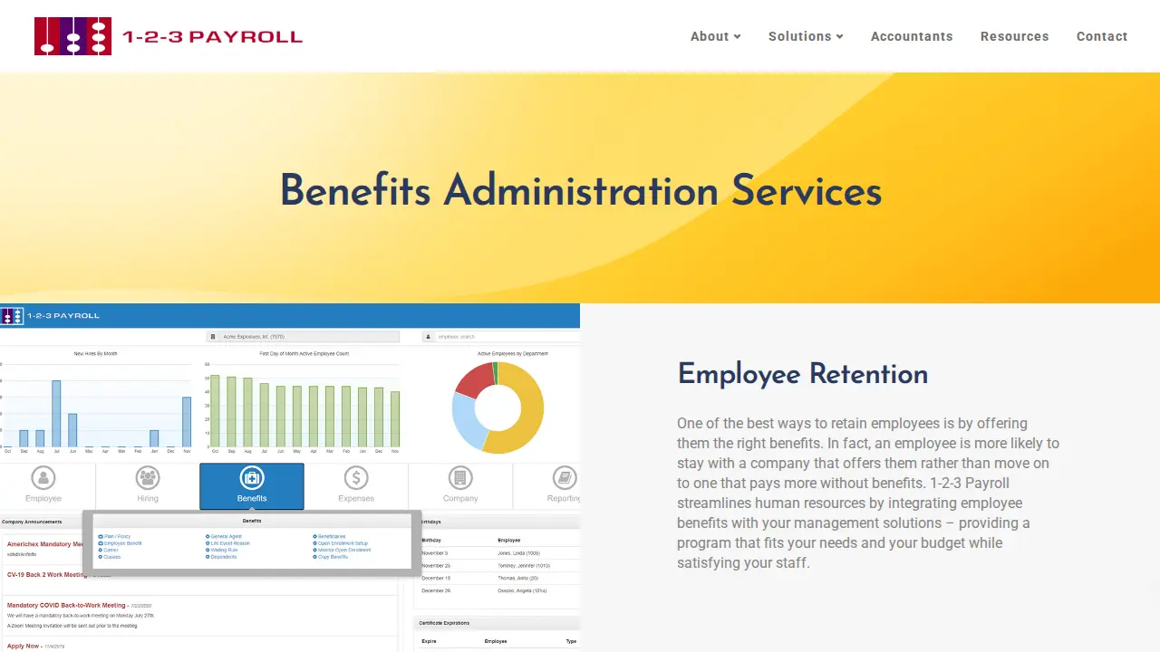 1-2-3 Payroll page