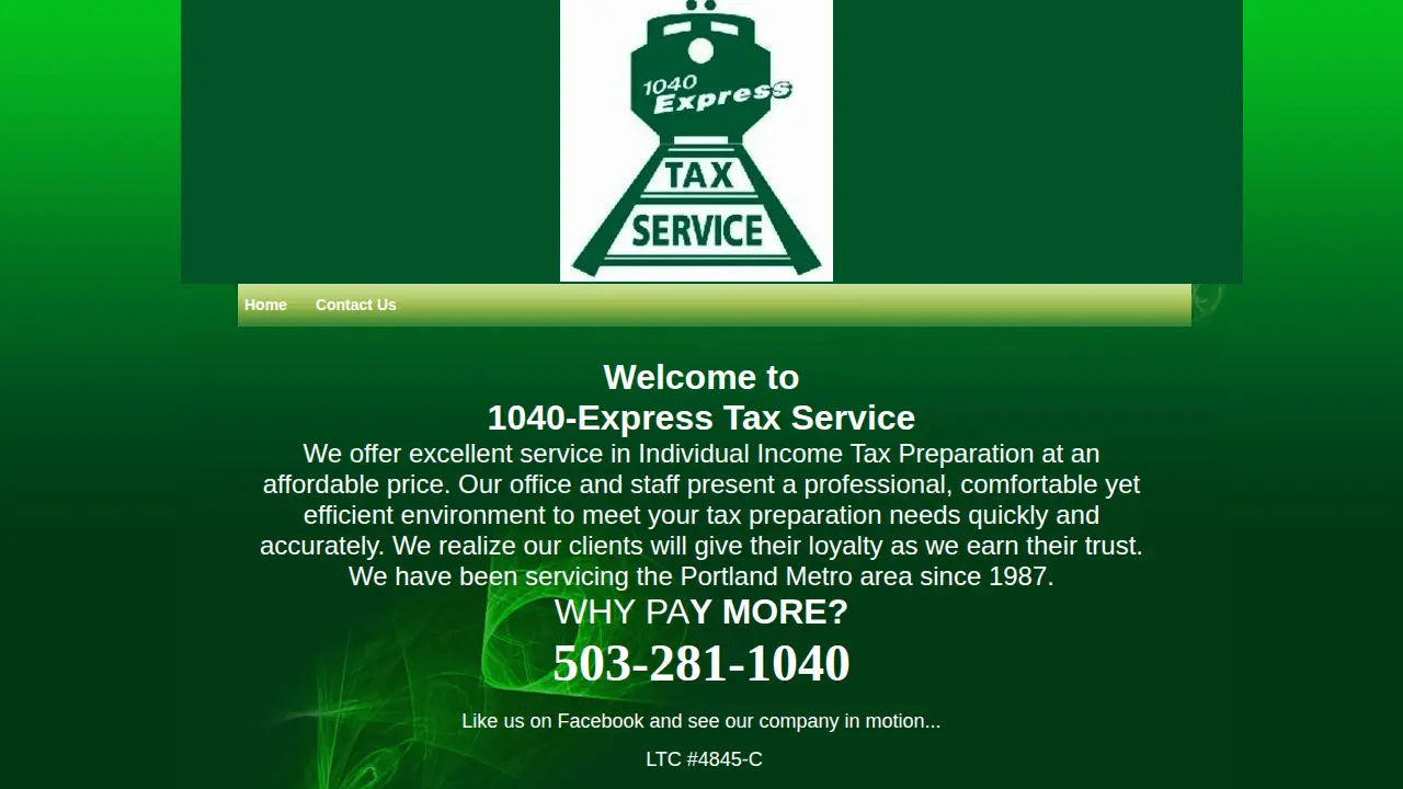 1040 Express Tax Service page