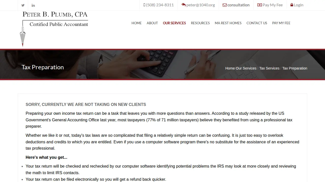 Peter B. Plumb CPA page