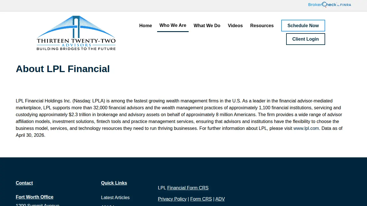 Thirteen Twenty-Two Advisors page