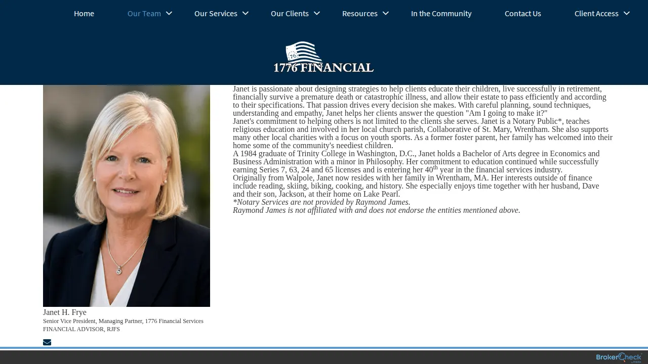 1776 Financial Services page