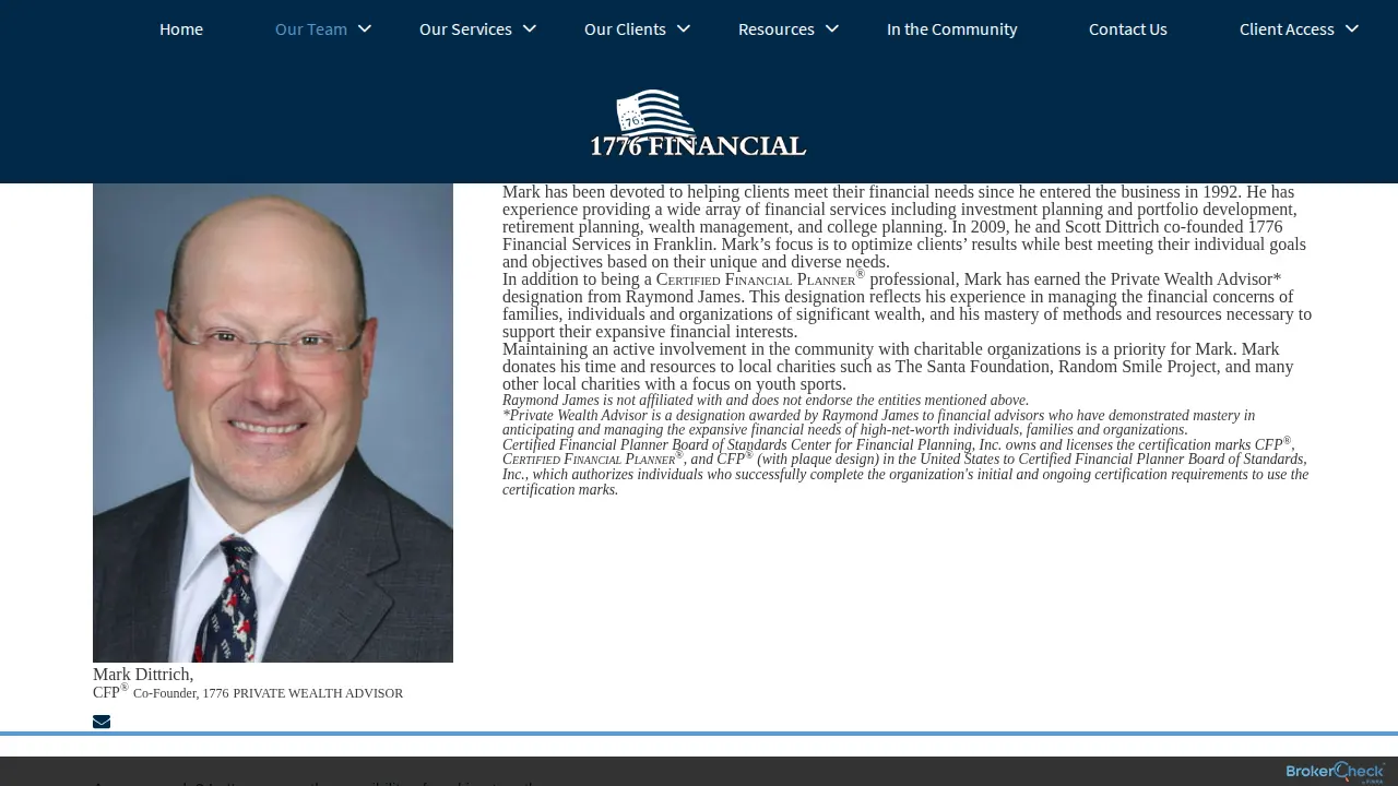 1776 Financial Services page