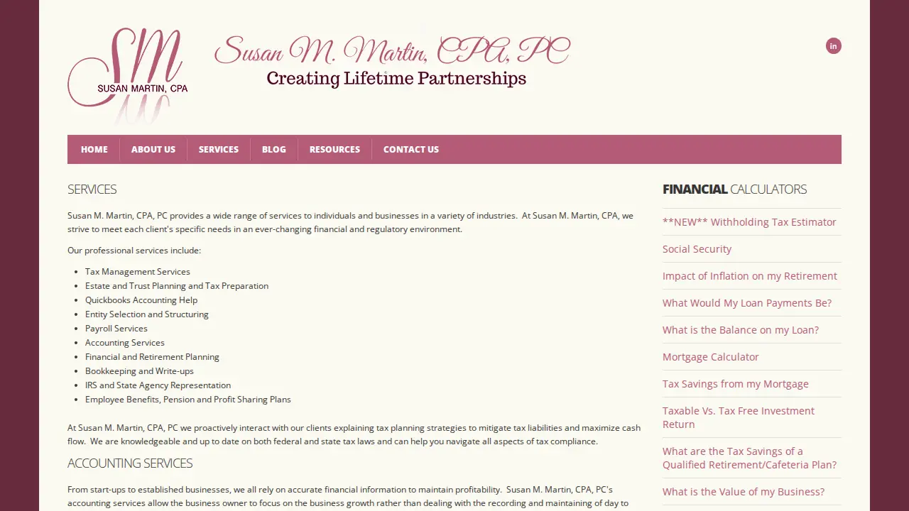 Susan M. Martin CPA, PC page