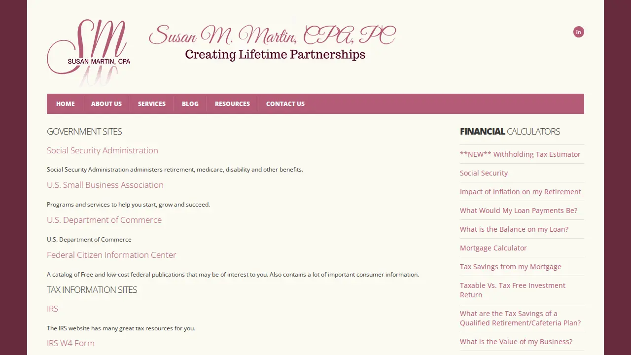 Susan M. Martin CPA, PC page
