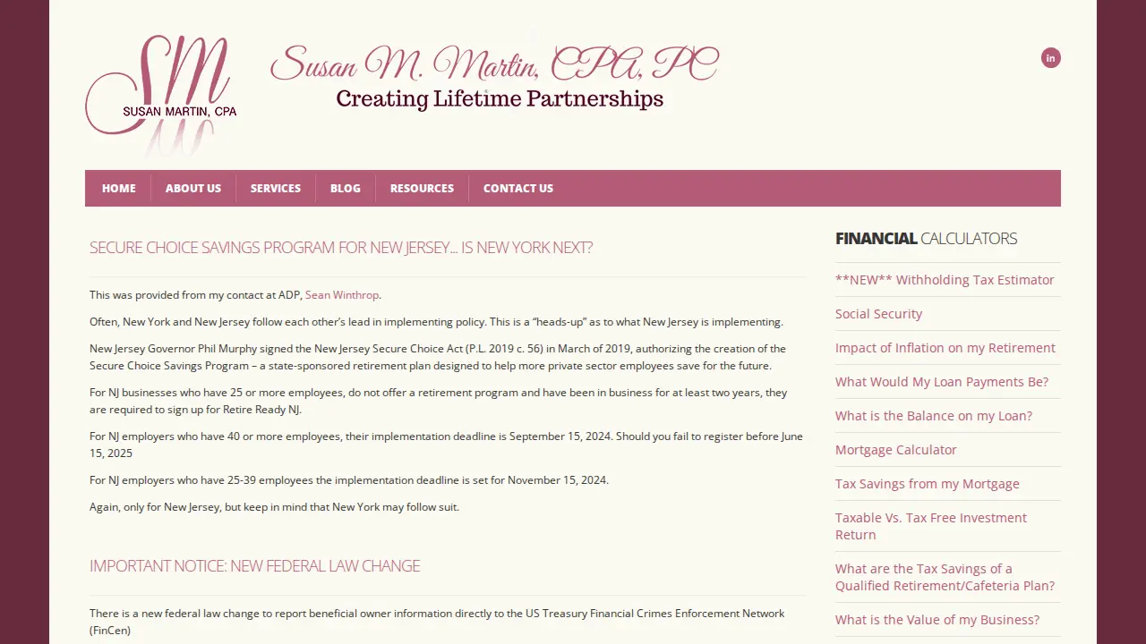 Susan M. Martin CPA, PC page