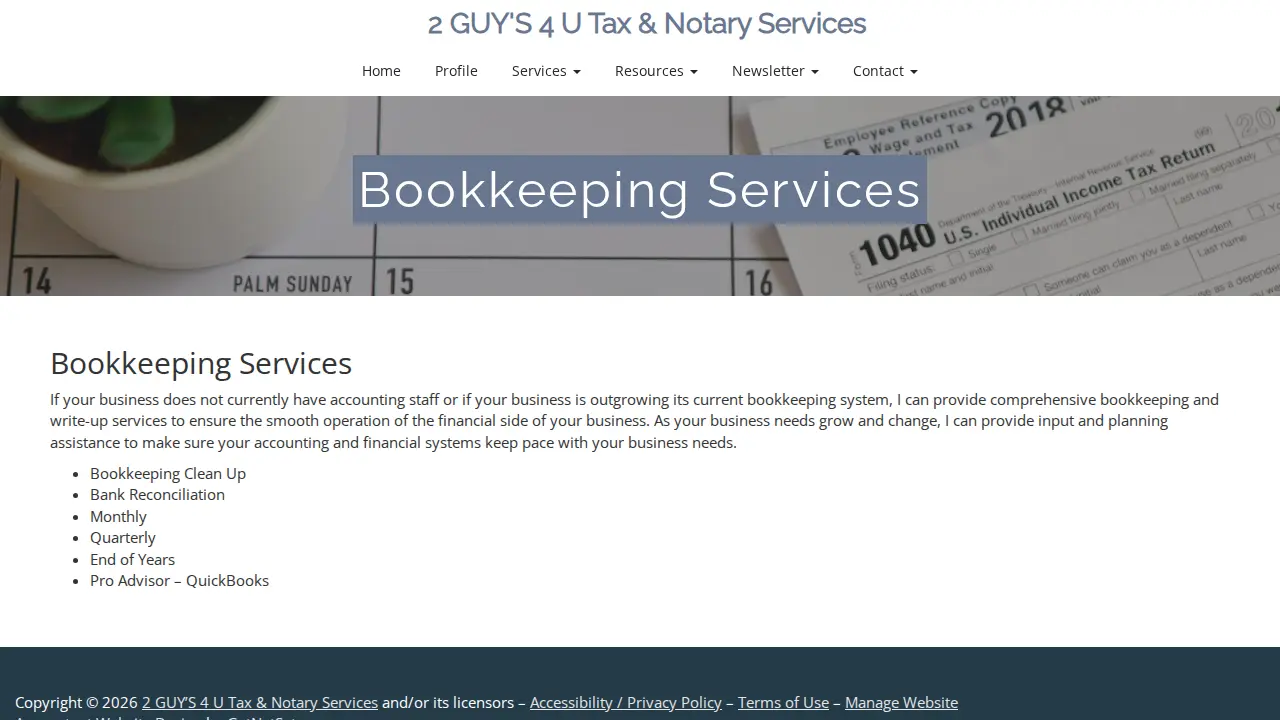 2 Guy's 4 U Tax & Notary Services page