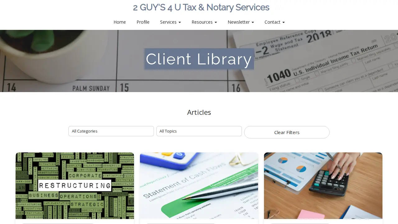 2 Guy's 4 U Tax & Notary Services page
