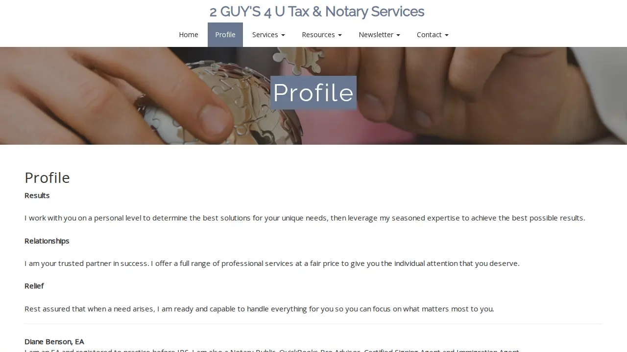 2 Guy's 4 U Tax & Notary Services page