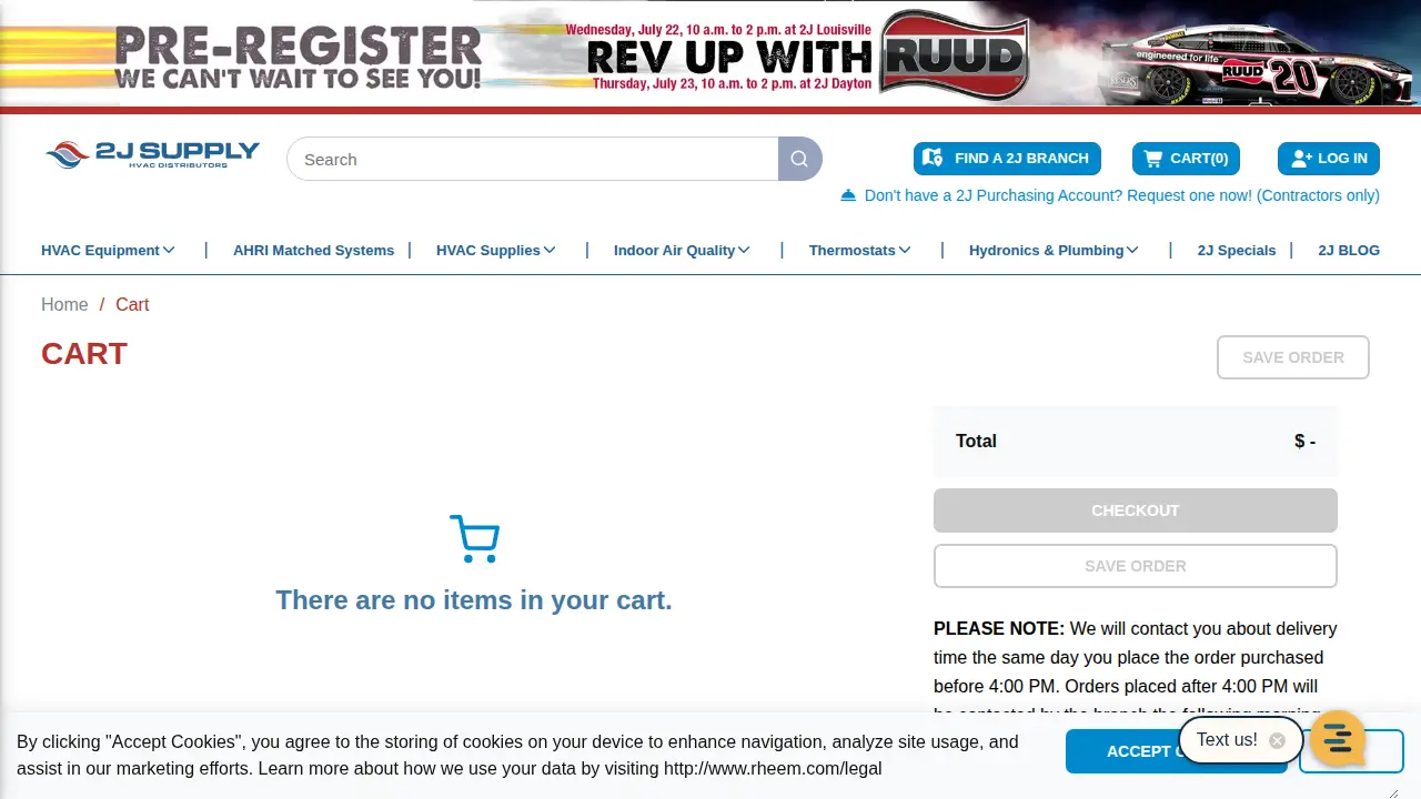2J Supply HVAC Distributors page