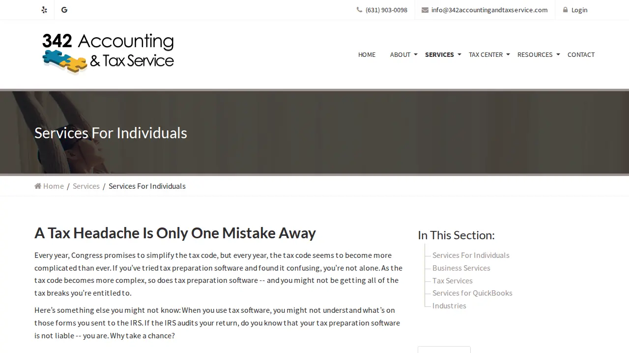 342 Accounting & Tax Service page