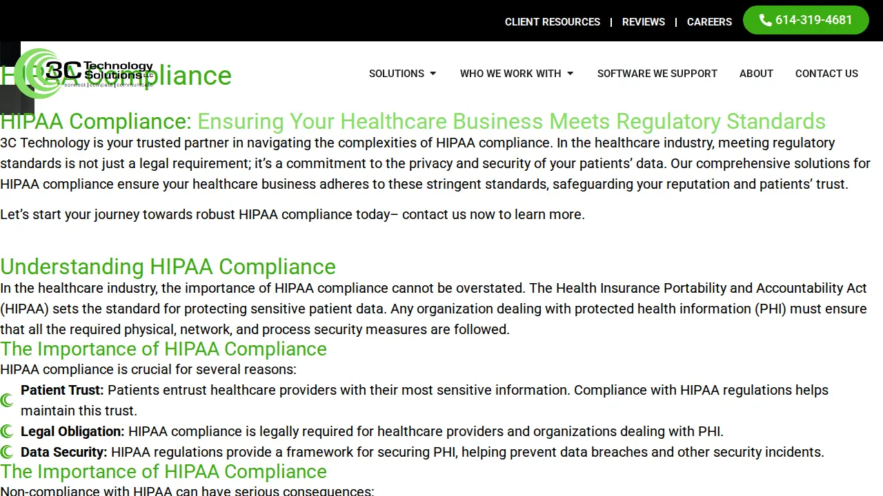 3C Technology Solutions page