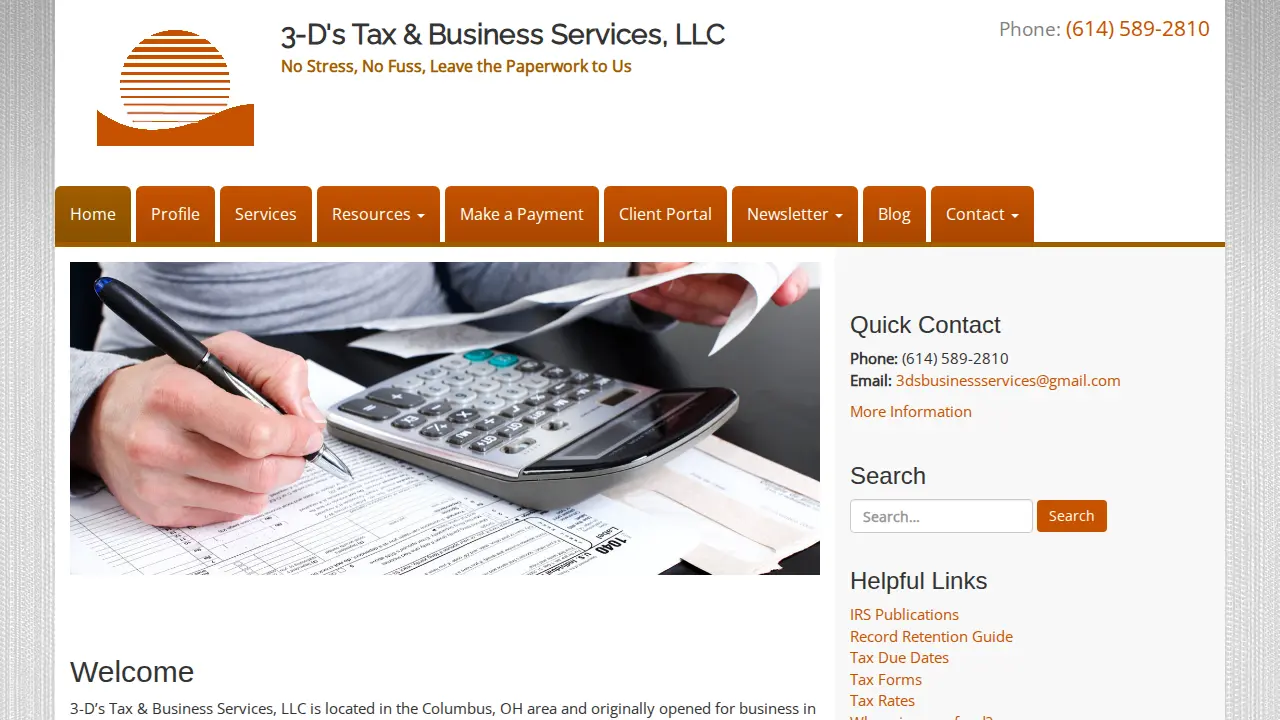 3-D's Tax & Business Services, LLC website