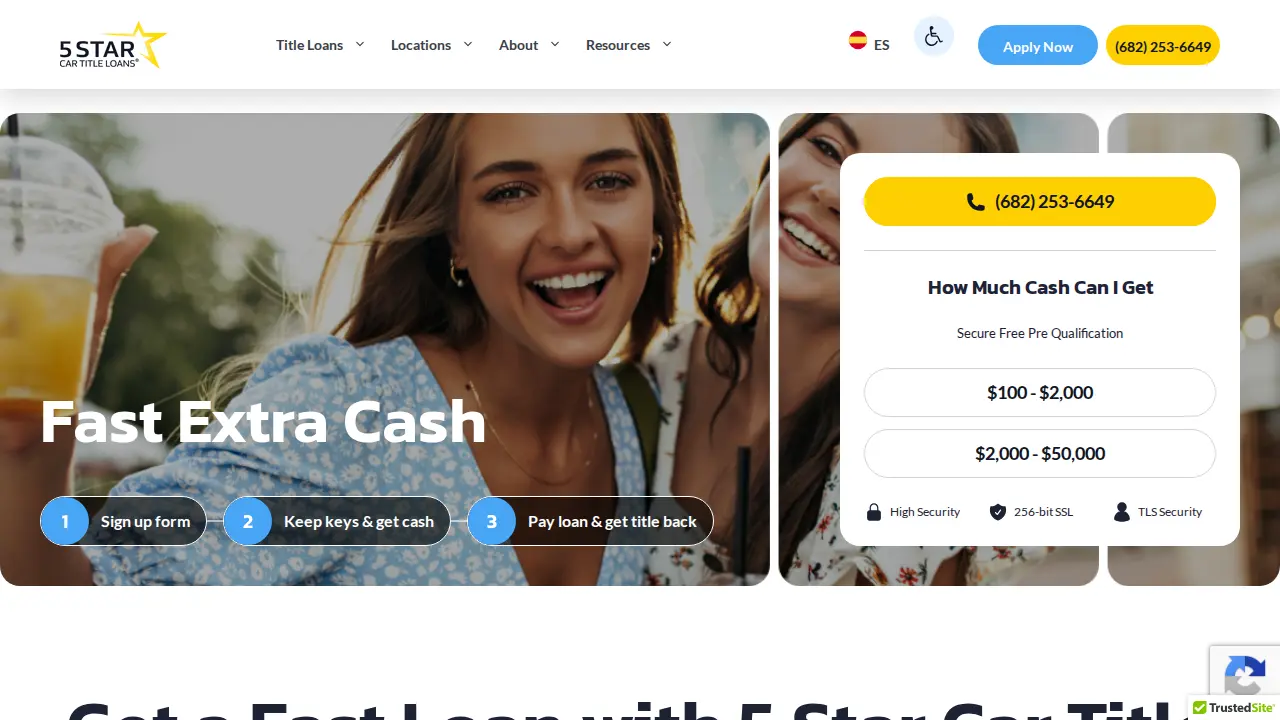 5 Star Car Title Loans page
