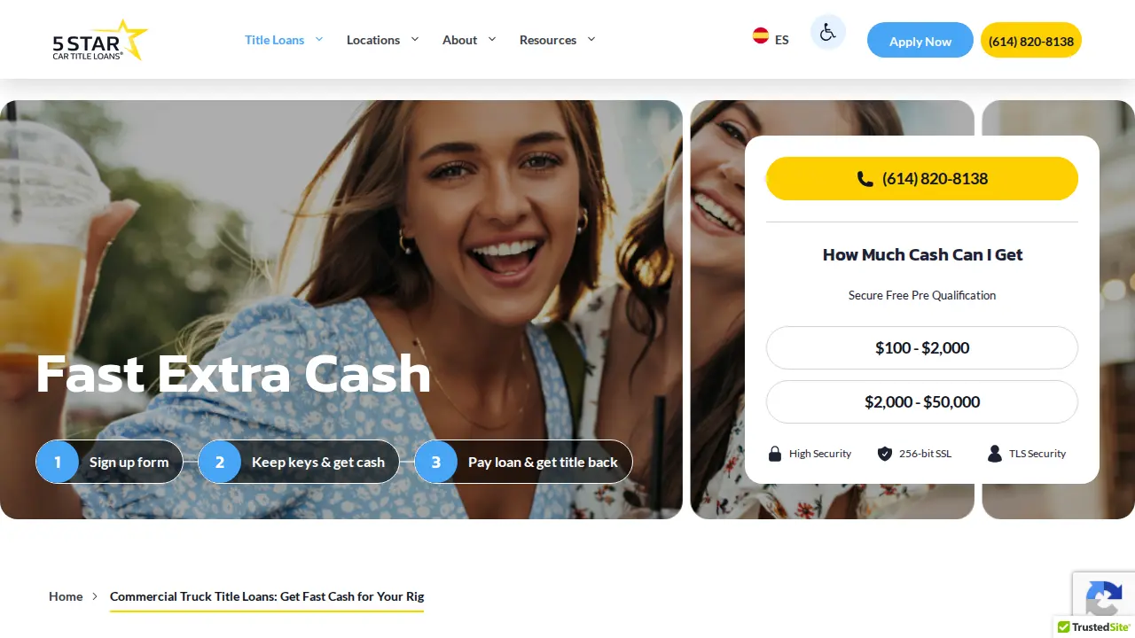 5 Star Car Title Loans page