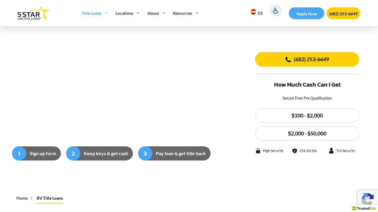 5 Star Car Title Loans page