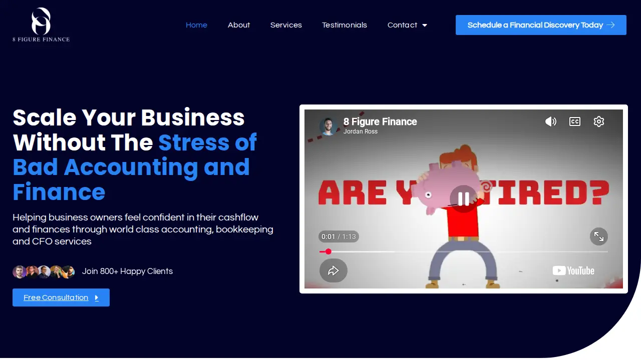 8 Figure Finance page