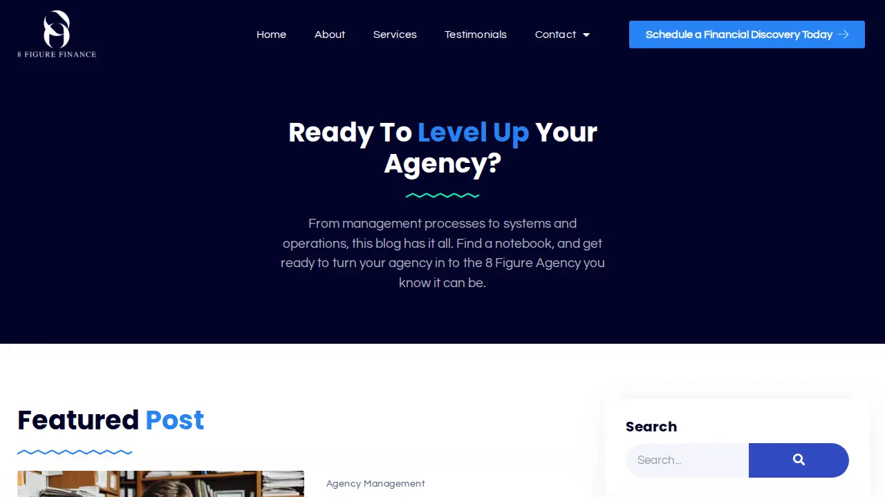 8 Figure Finance page