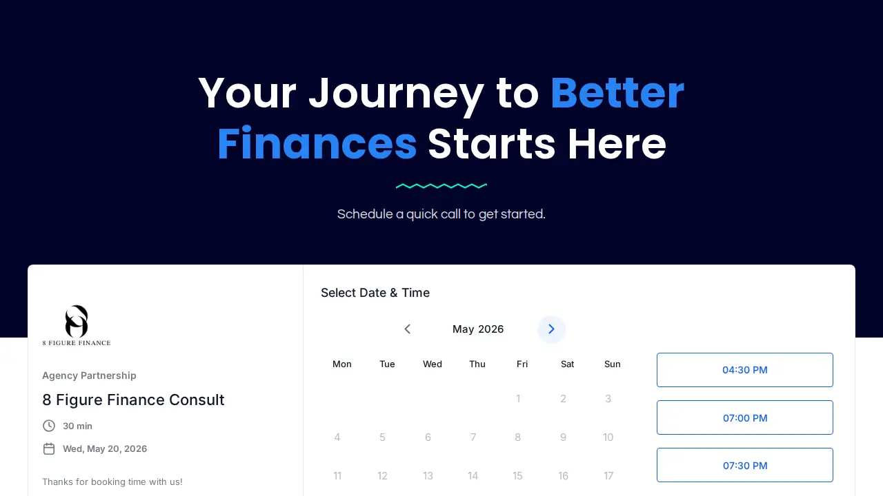 8 Figure Finance page