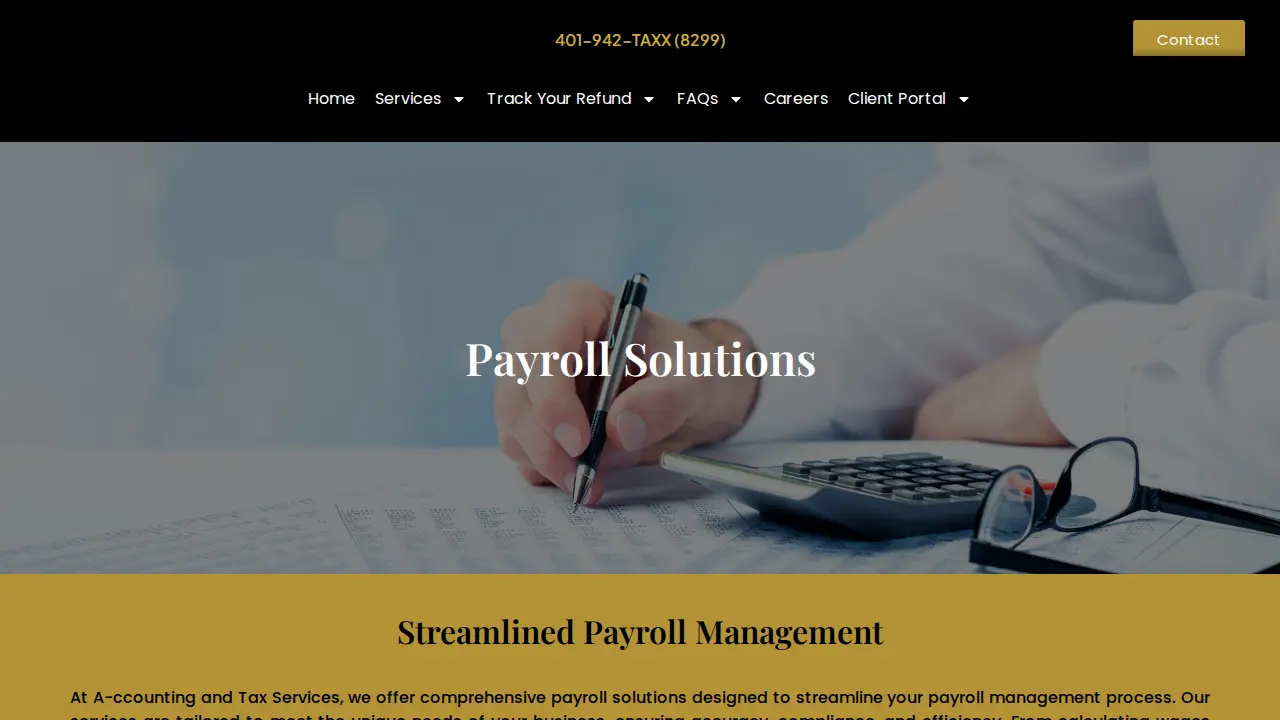A-Counting and Tax Services page