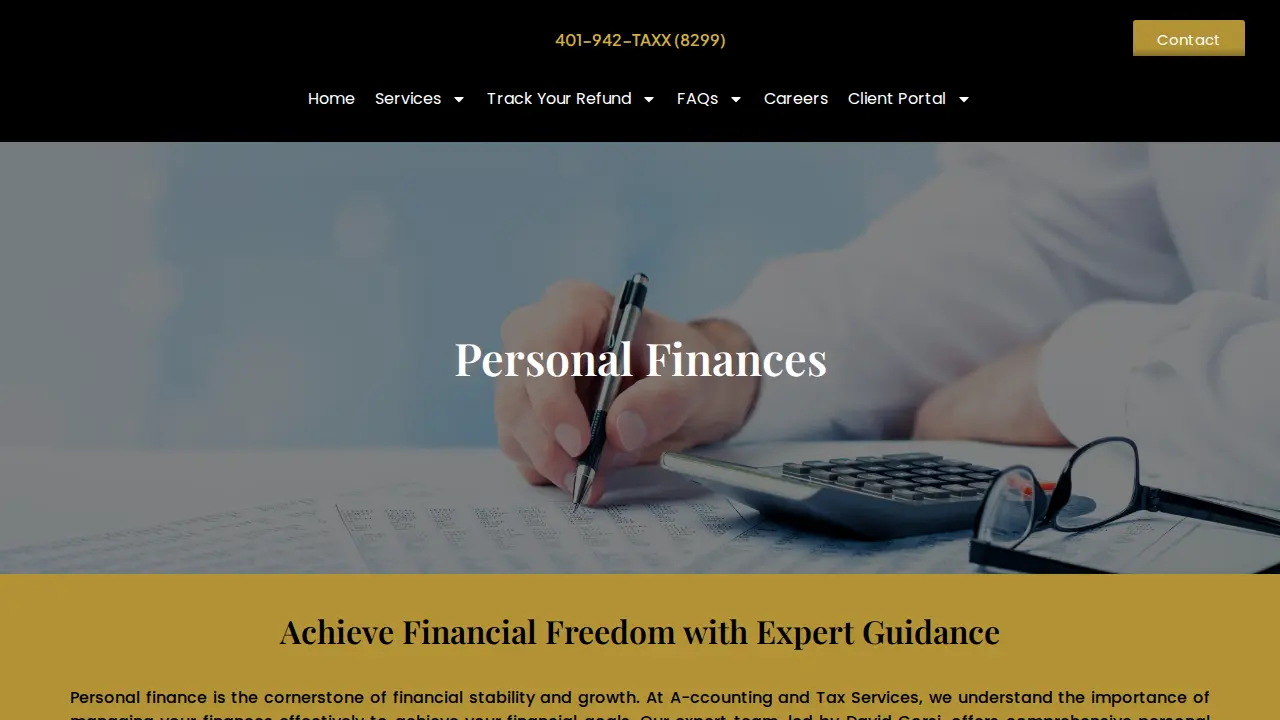 A-Counting and Tax Services page