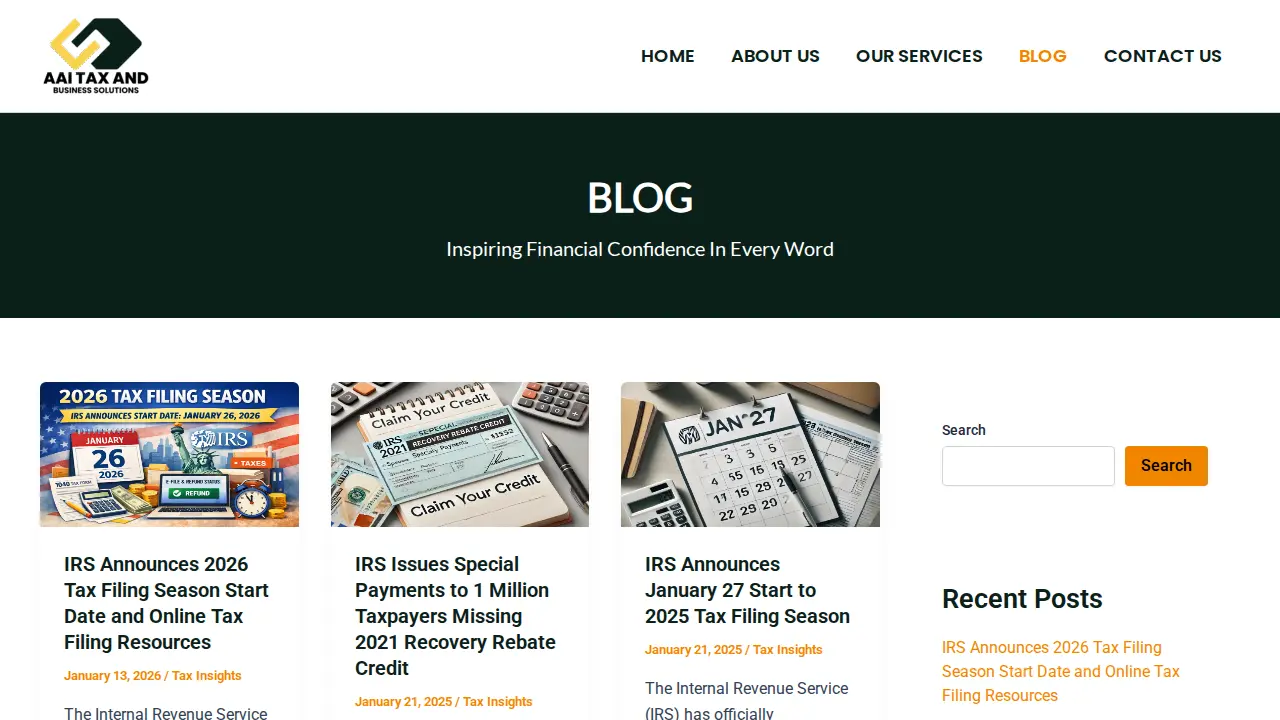 AAI TAX AND BUSINESS SOLUTIONS page