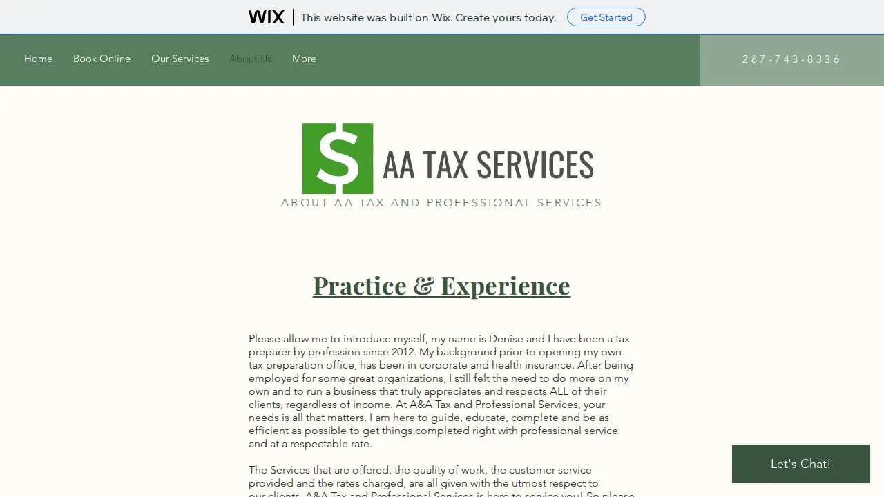 AA Tax Services page