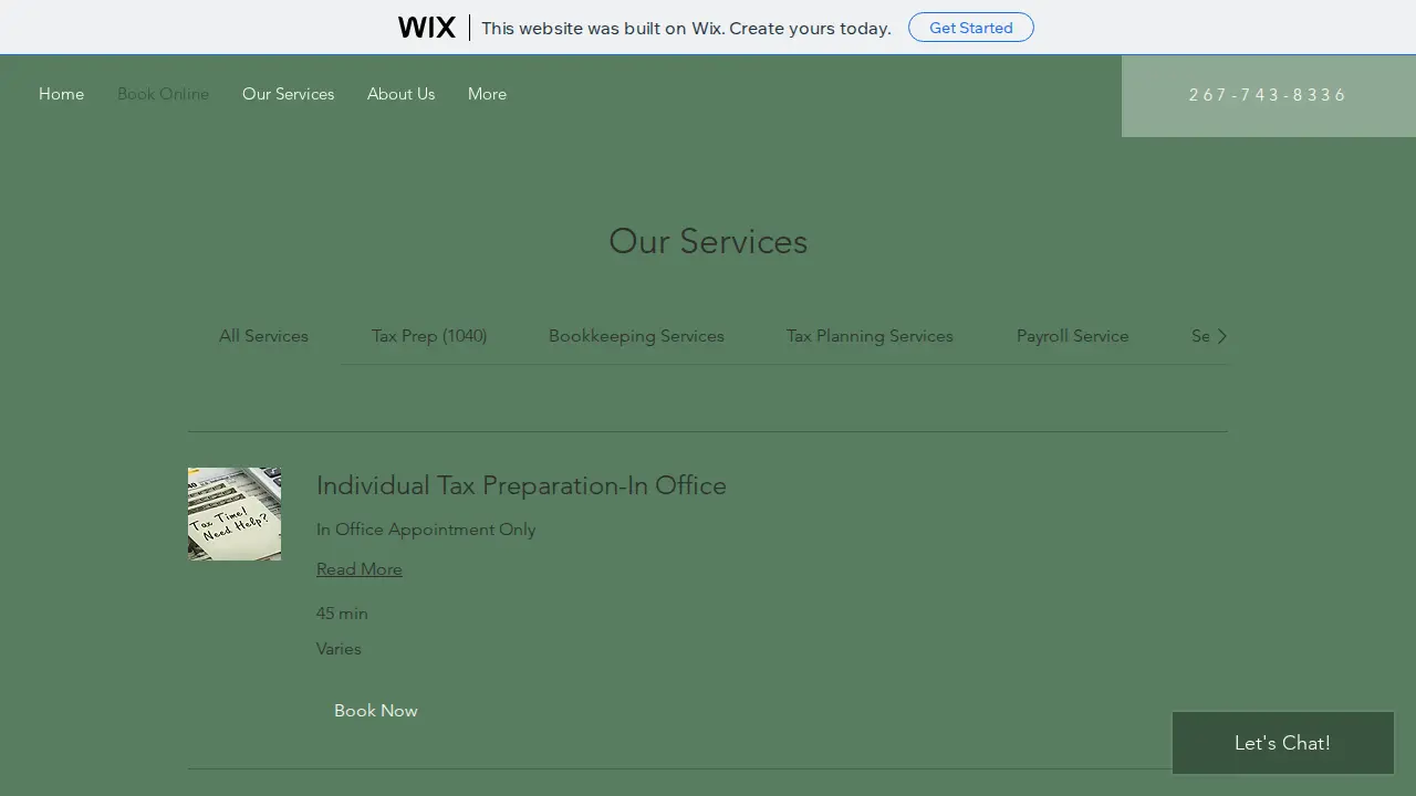 AA Tax Services page