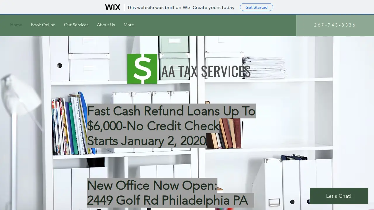 AA Tax Services website