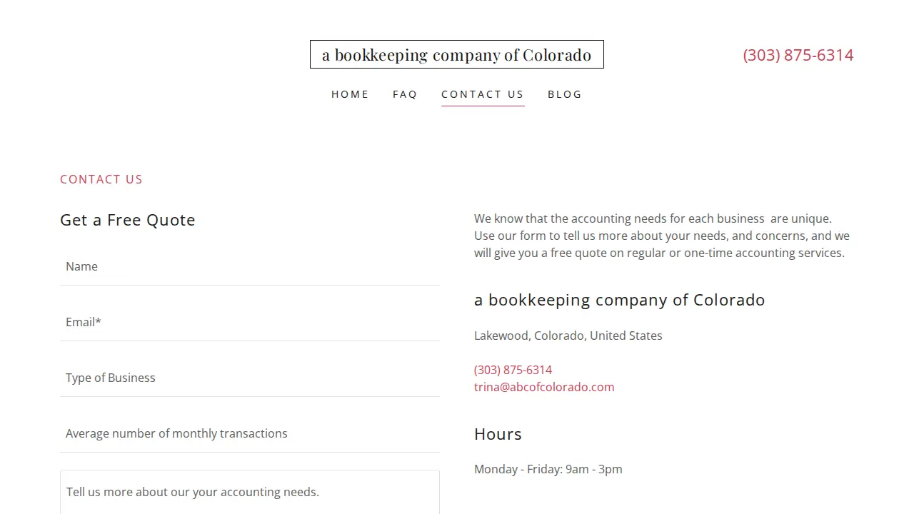 a bookkeeping company of Colorado page