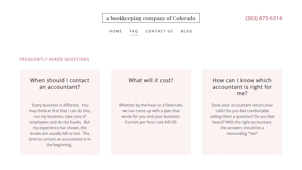 a bookkeeping company of Colorado page
