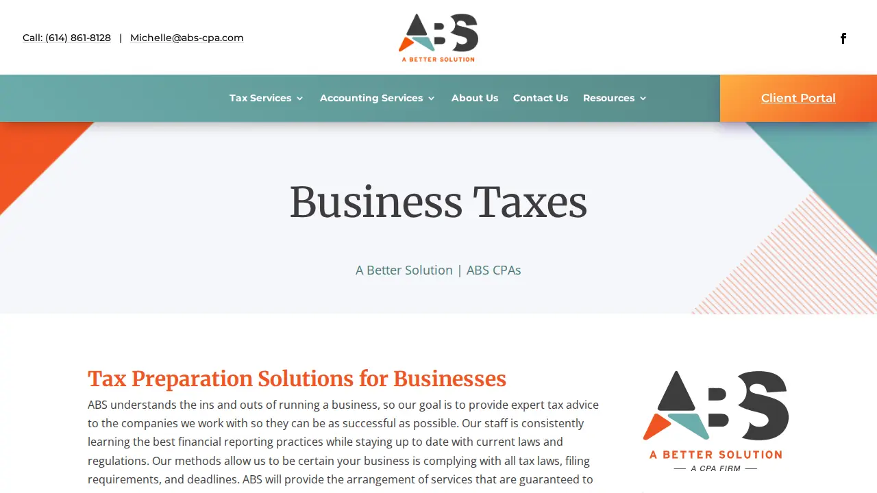 ABS CPAs - A Better Solution page