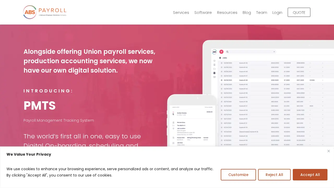 ABS Payroll-Production Accounting page