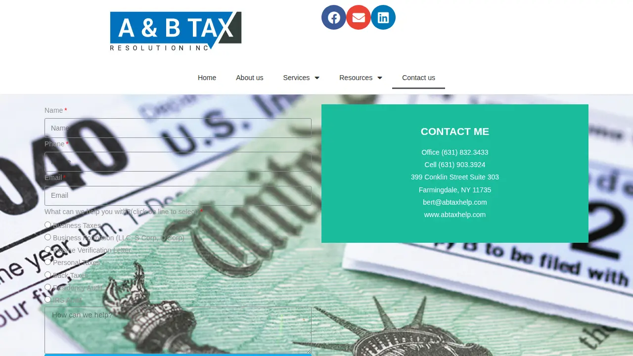 A and B Tax page