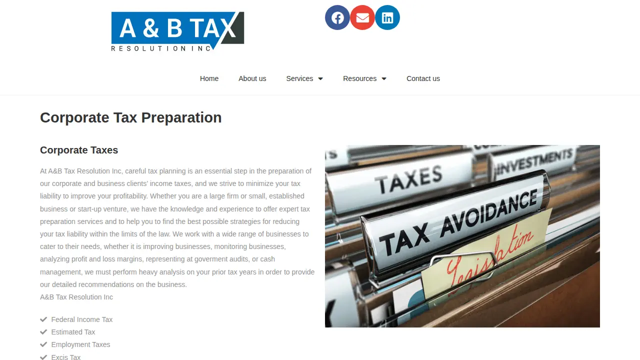 A and B Tax page