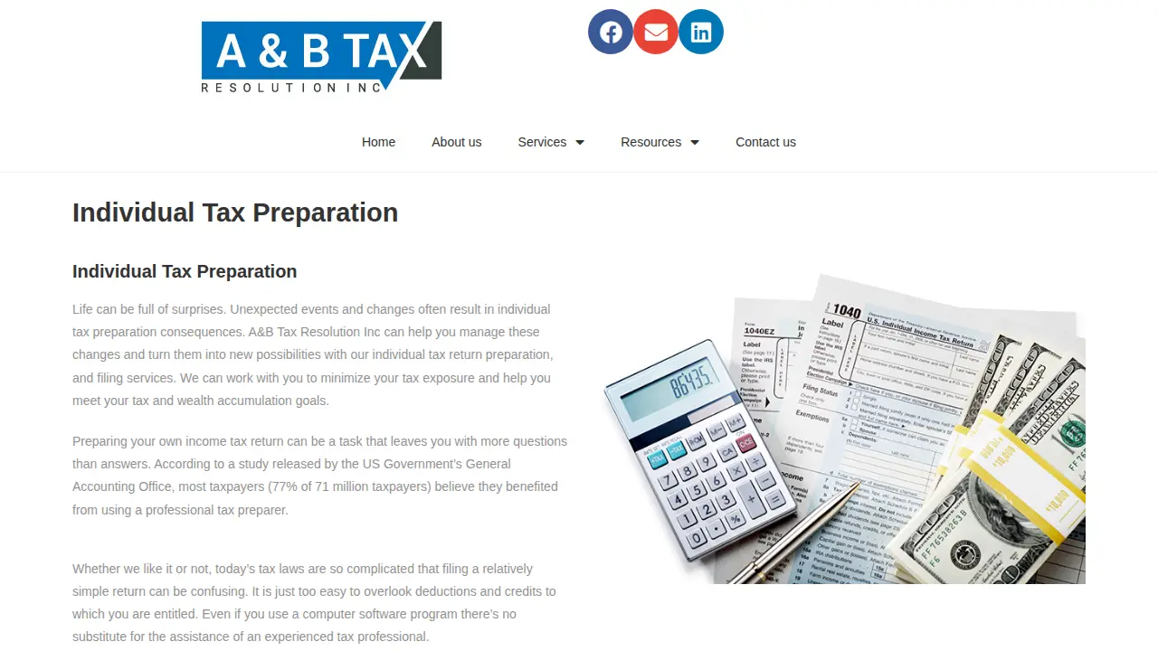 A and B Tax page