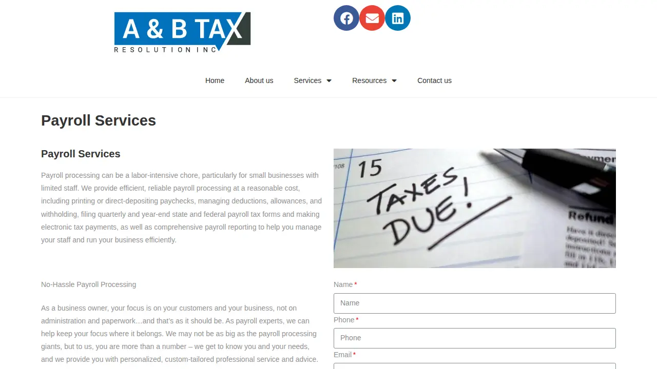 A and B Tax page