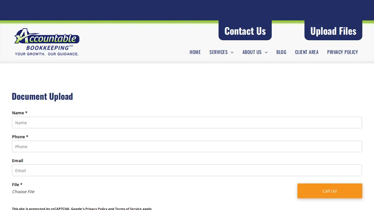 Accountable Bookkeeping page