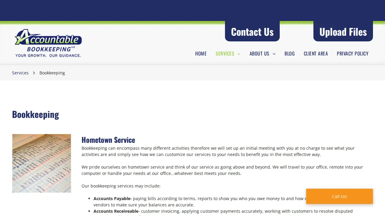 Accountable Bookkeeping page