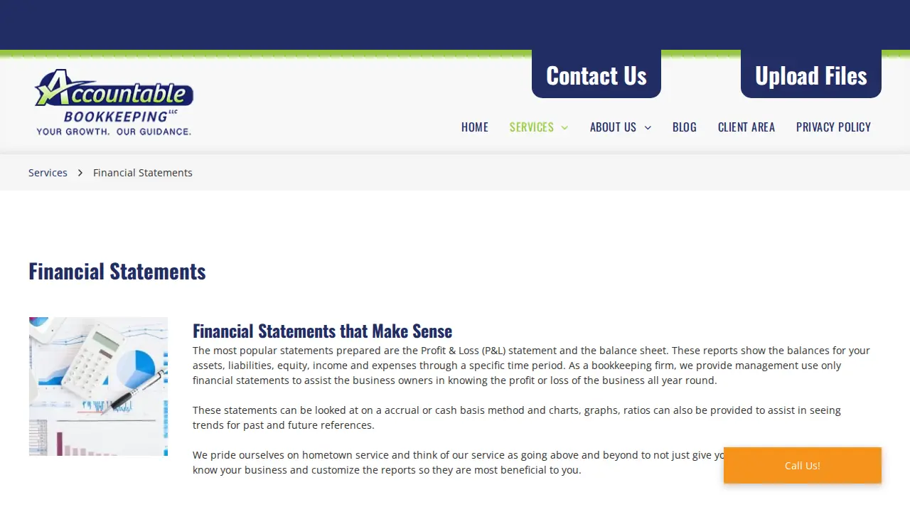Accountable Bookkeeping page