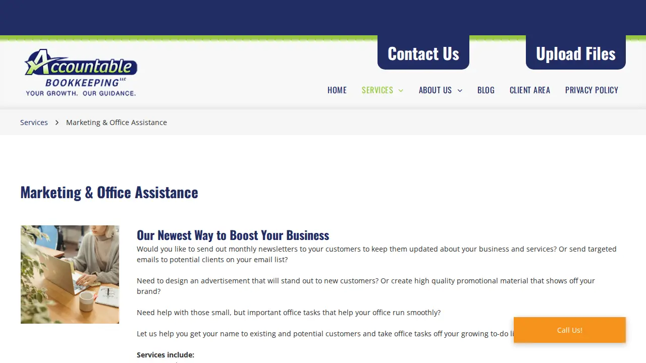 Accountable Bookkeeping page