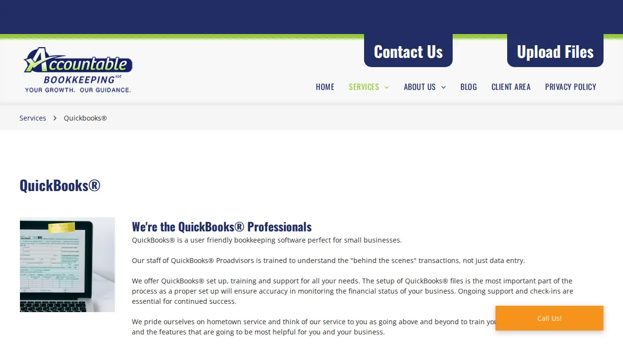 Accountable Bookkeeping page
