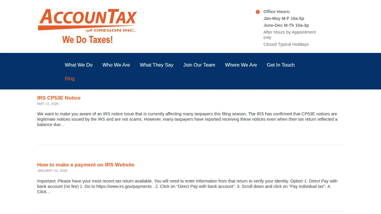 Accountax of Oregon Inc page