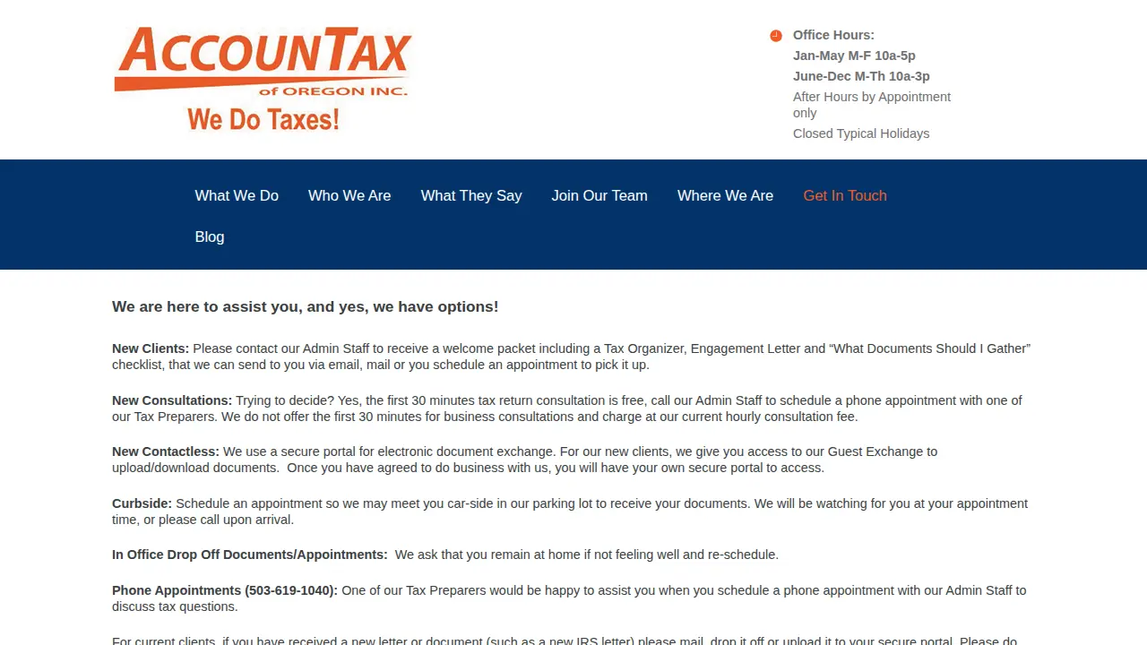 Accountax of Oregon Inc page
